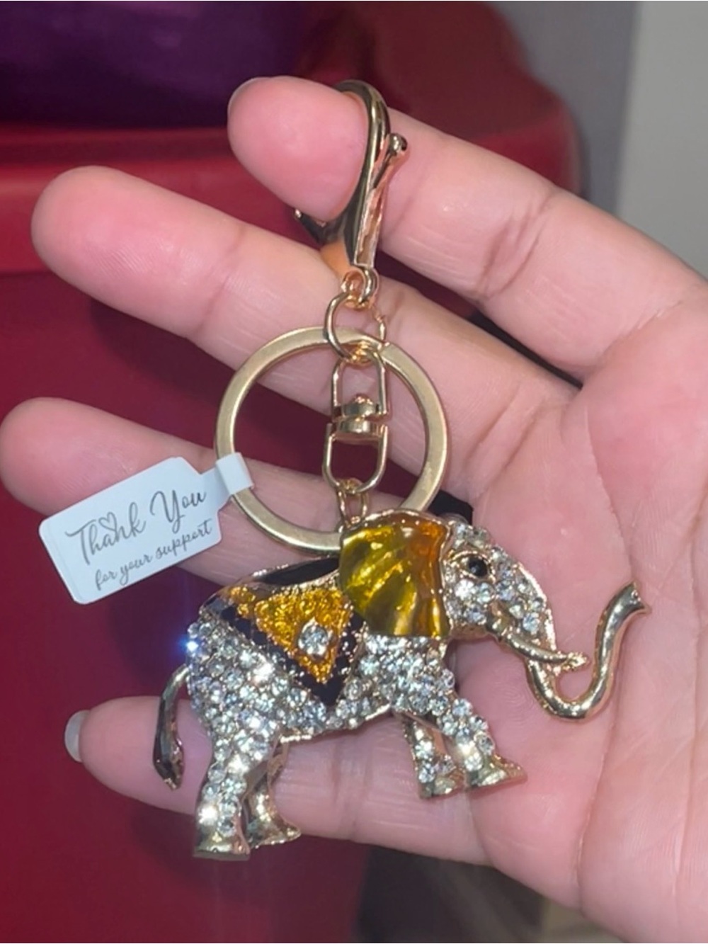 Elephant rhinestone charm Keychain